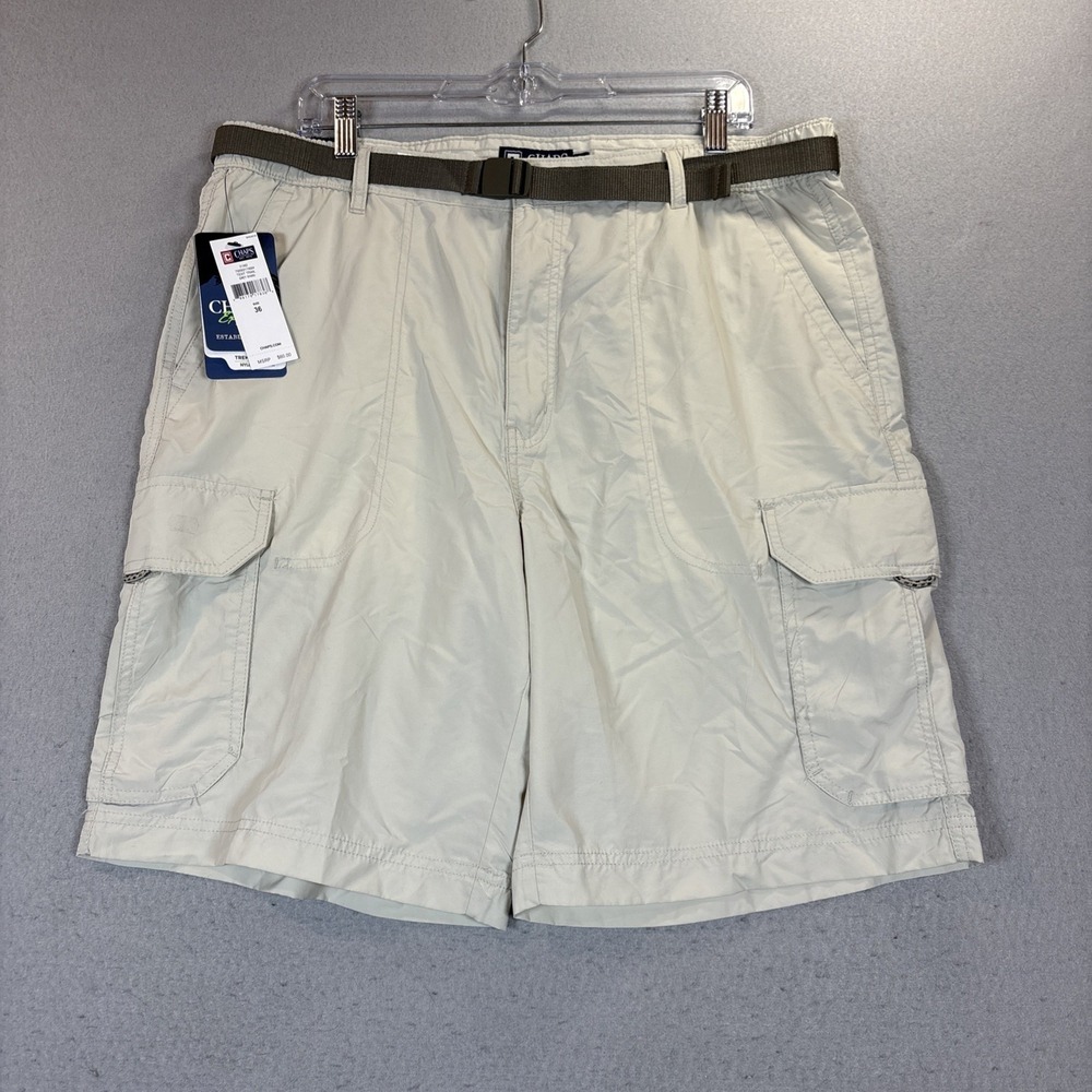 NWT Men's Sz 36 CHAPS Nylon Explorer Shorts Grey Khaki Tent Trail Trekker